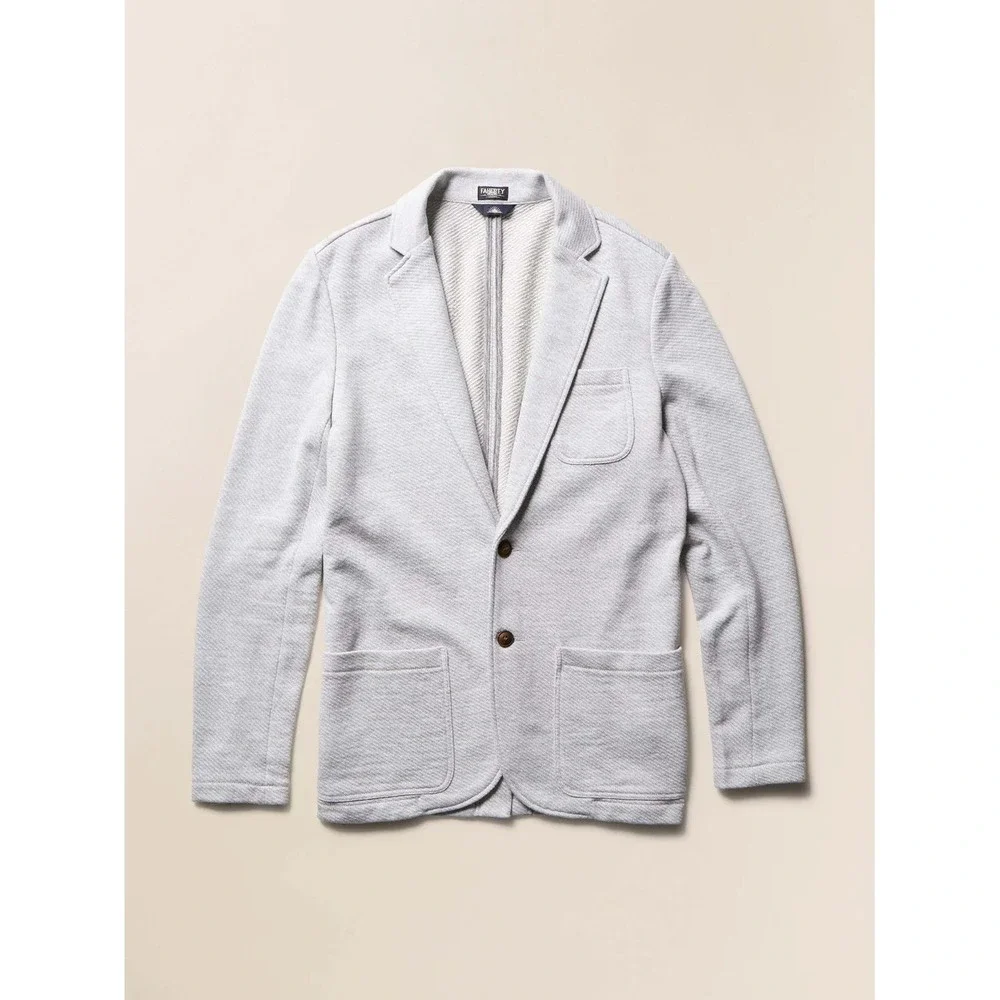 Faherty Inlet Blazer Large Tall Heather Gray Knit Sport Coat Cotton Blend Jacket